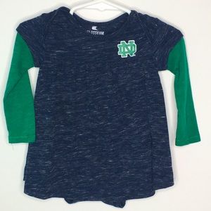 Notre Dame Football Dress Navy & Green Long Sleeve